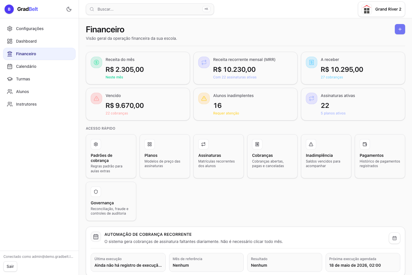 Real GradBelt finance dashboard screenshot